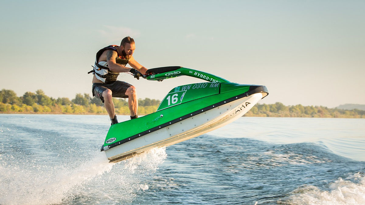Man on a Sea-Doo in action